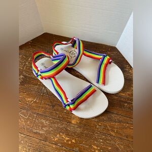 Rainbow Velcro Straps Sandals Womens Size 8
